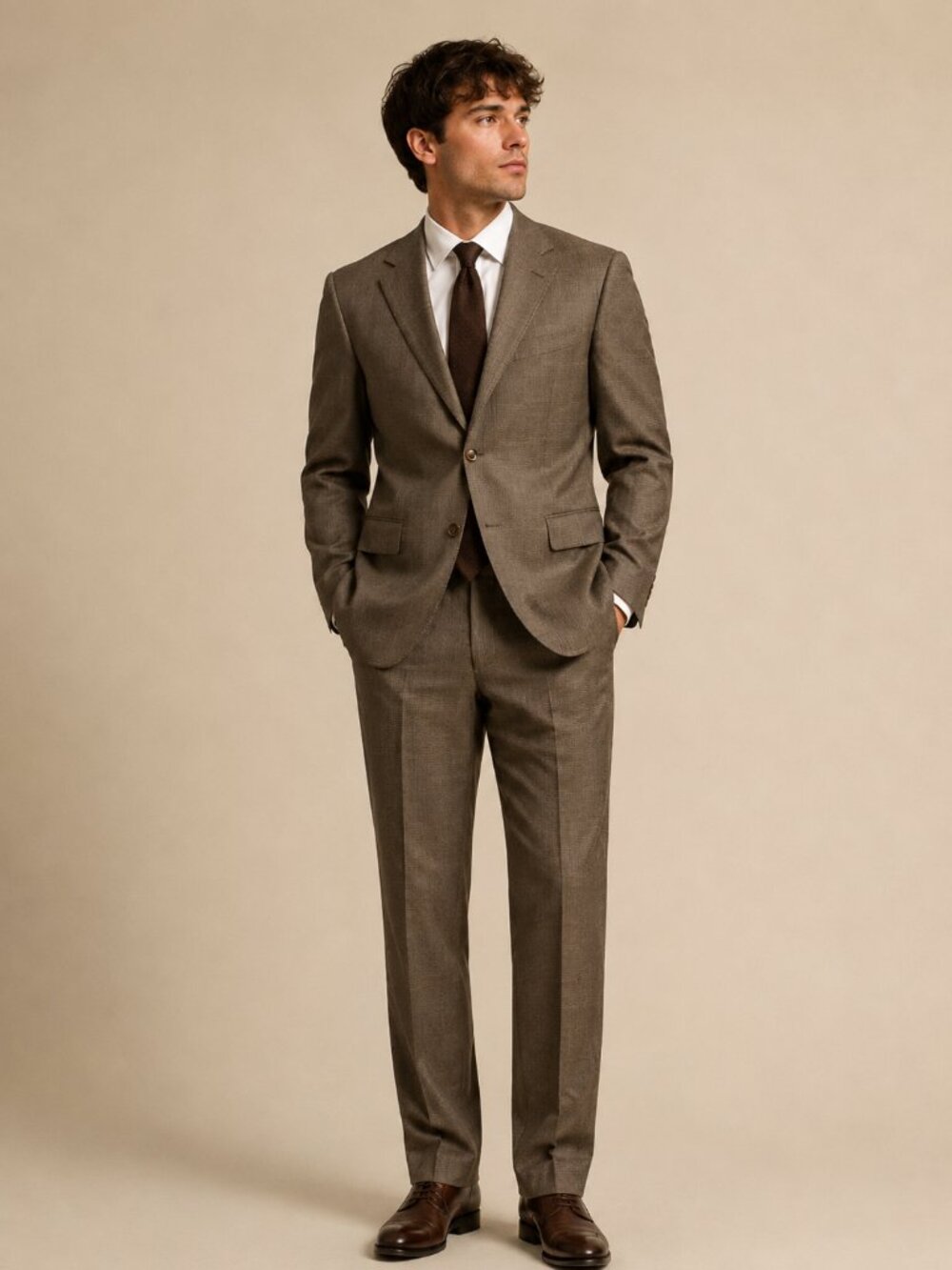 Ralph Lauren Chaps 43R Suit Set Brown Glen Plaid Wool Classic Mens Formal Office